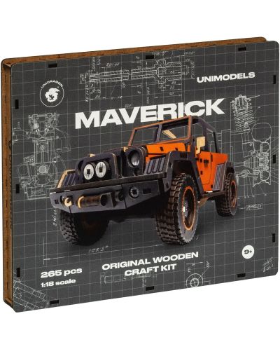 Дървен 3D пъзел Unidragon от 265 части - Маверик, оранжев - 4